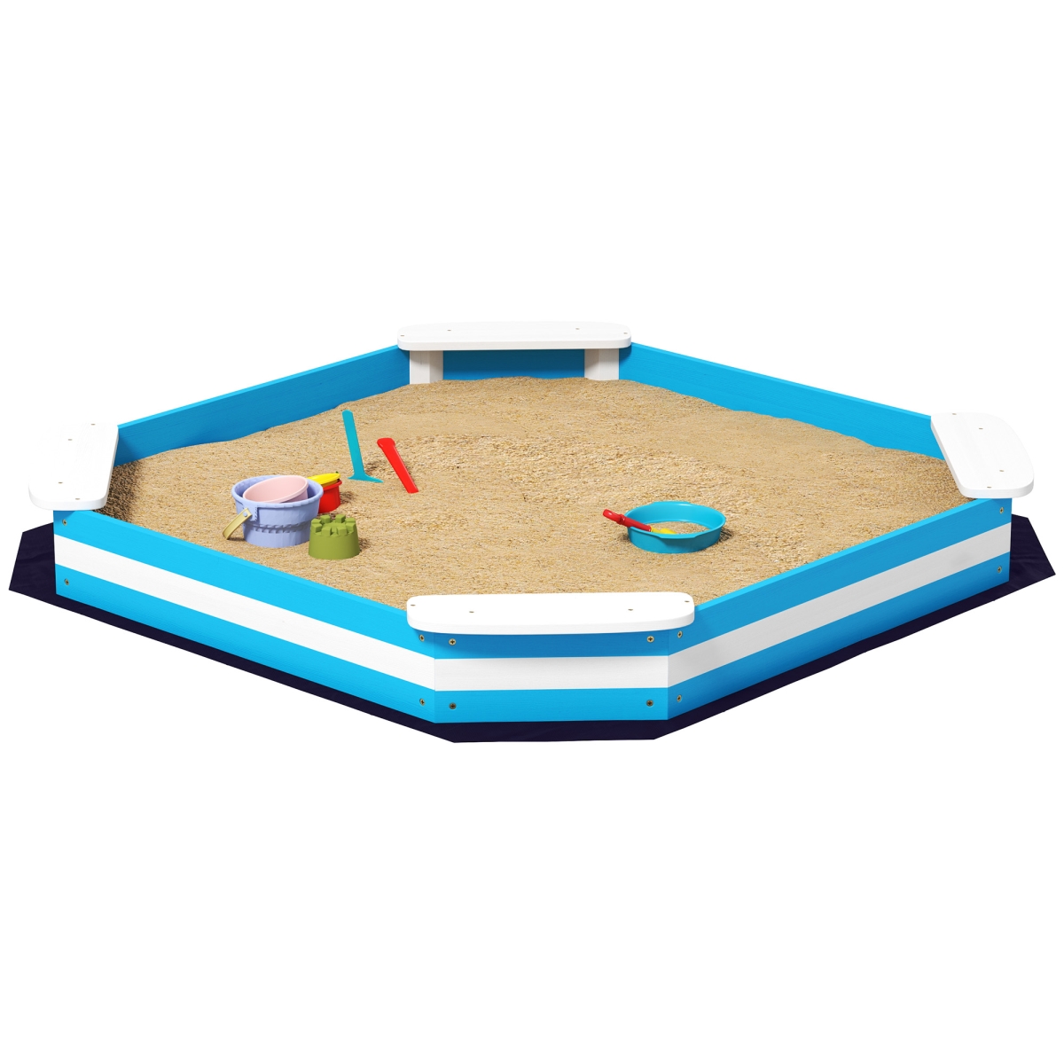Picture of 212 Main 343-079V00BU 52 in. Qaba Kids Outdoor Sandbox&#44; Blue & White
