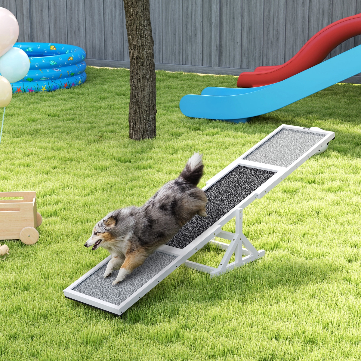 Picture of 212 Main D03-001V01WT 13.8 in. PawHut Wooden Dog Agility Seesaw for Training & Exercise&#44; White