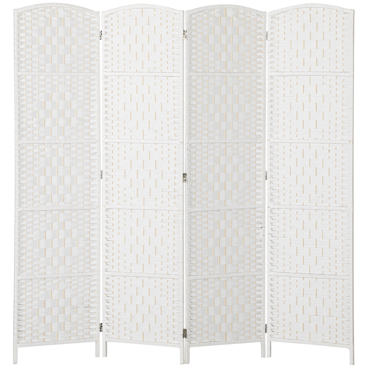 830-161V00WT 6 ft. Tall Homcom 4 Panel Folding Privacy Screen Room Divider for Bedroom, Nature Wood & White