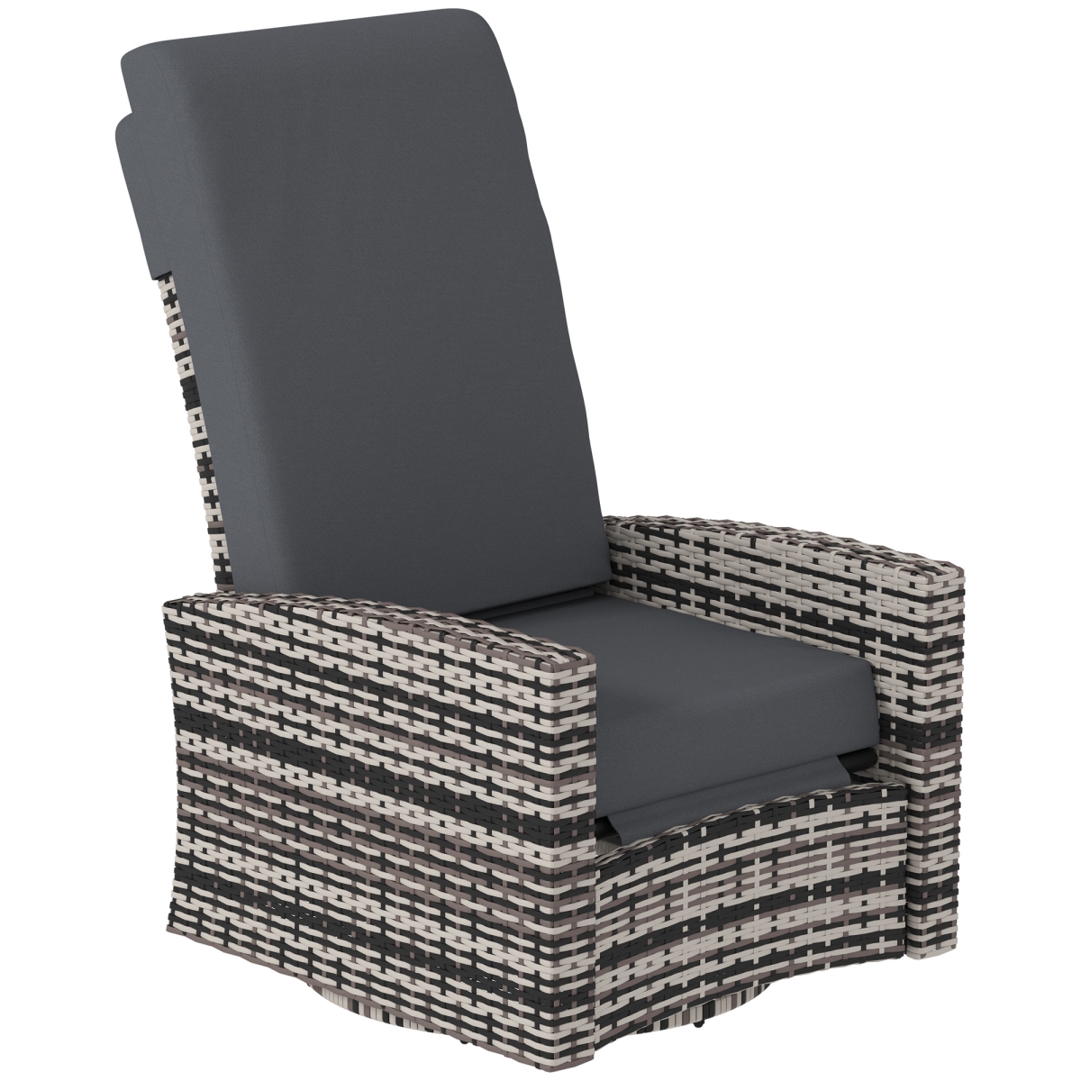 867-026V00GY 37 in. Outsunny 360 Degree Rotating Basic Outdoor Wicker Swivel Recliner Chair, Gray