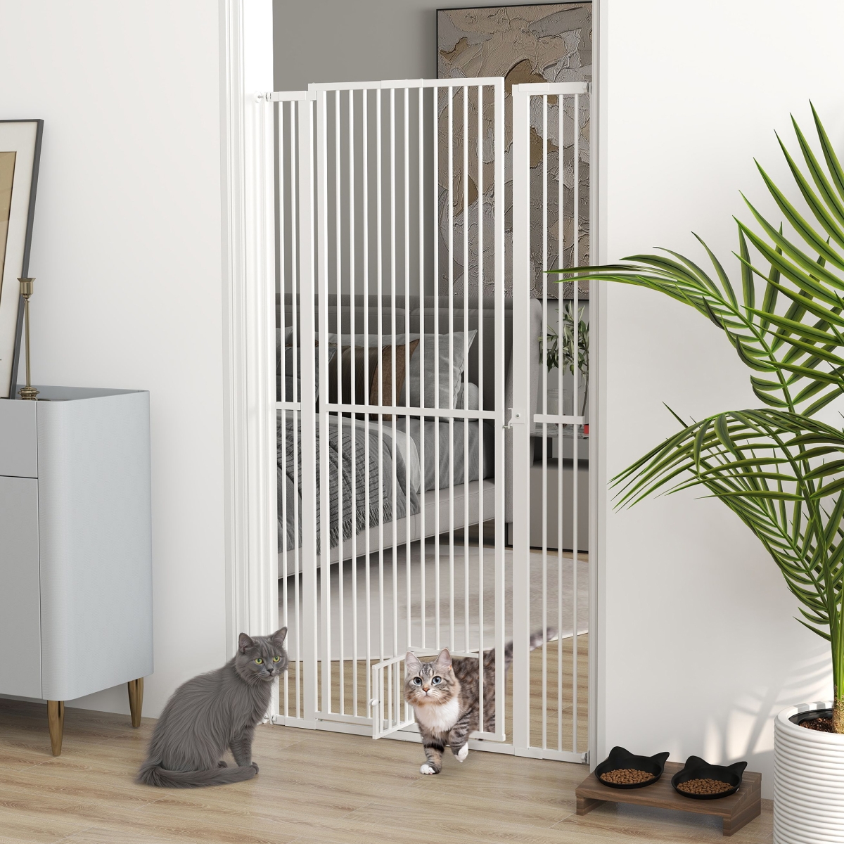 Picture of 212 Main D06-240V11WT 66.9 in. PawHut Extra Tall Pet Gate for Doorway&#44; Hallway&#44; White