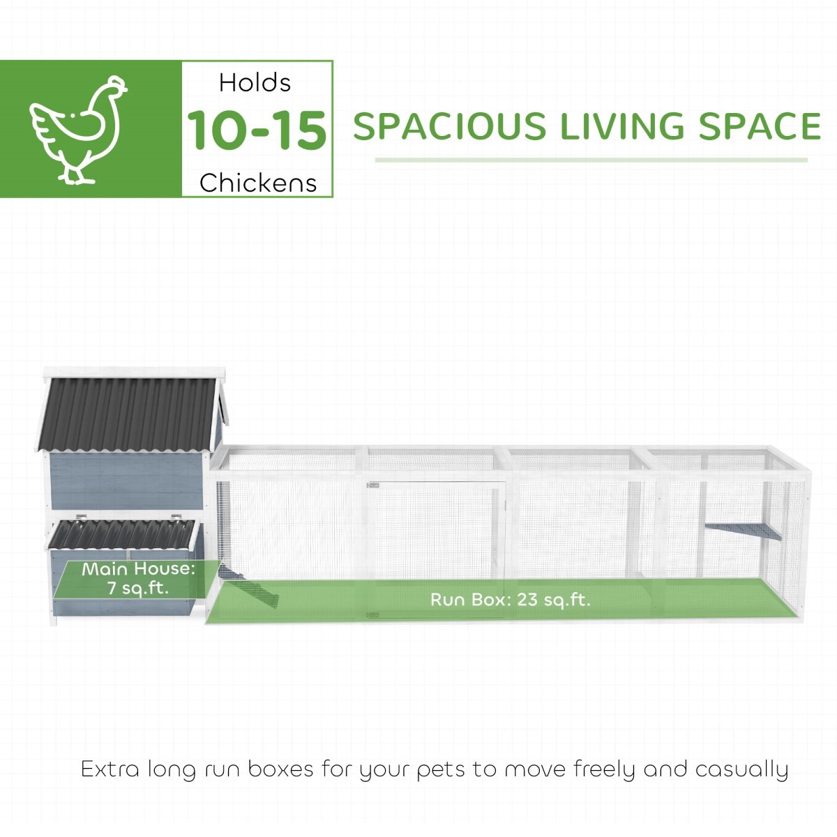 Picture of 212 Main D51-463V00LG 49.6 in. PawHut Extra Large Wooden Poultry Coop for 10-15 Chickens&#44; Light Gray