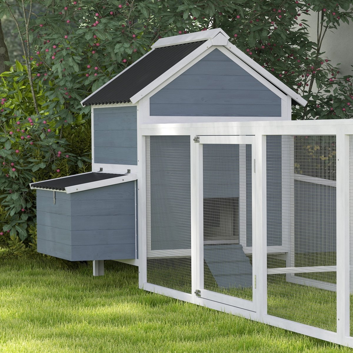 Picture of 212 Main D51-463V00LG 49.6 in. PawHut Extra Large Wooden Poultry Coop for 10-15 Chickens&#44; Light Gray