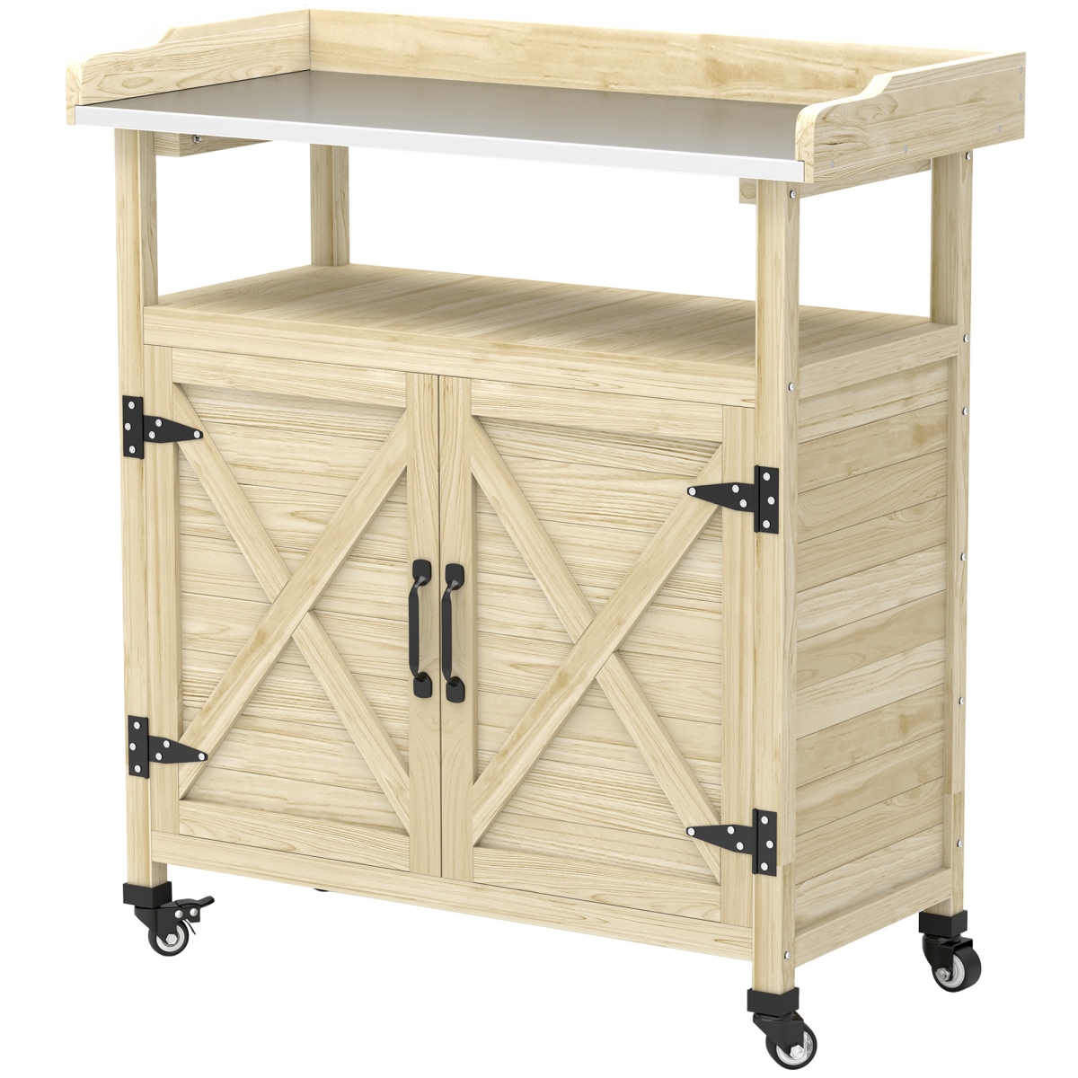 Picture of 212 Main 845-940V00ND 37.4 in. Outsunny Outdoor Wooden Potting Bench & Storage Cabinet&#44; Natural Wood