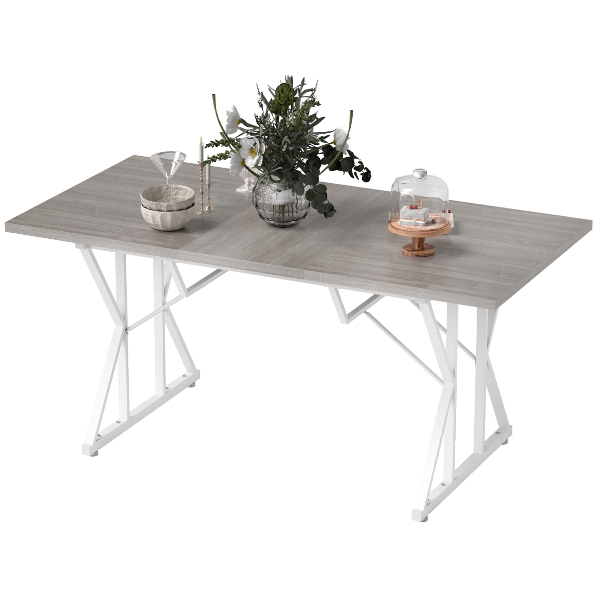 Picture of 212 Main 83A-206V80LG 29.5 in. Homcom Extendable Table for 4-6&#44; Distressed Gray