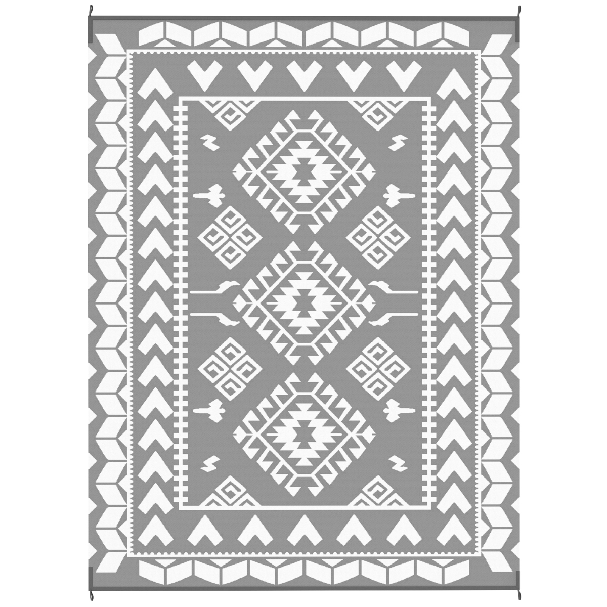 Picture of 212 Main 84J-062V01WT 9 x 12 ft. Outsunny Reversible Outdoor Rhombus Patchwork Area Rug&#44; Gray & White