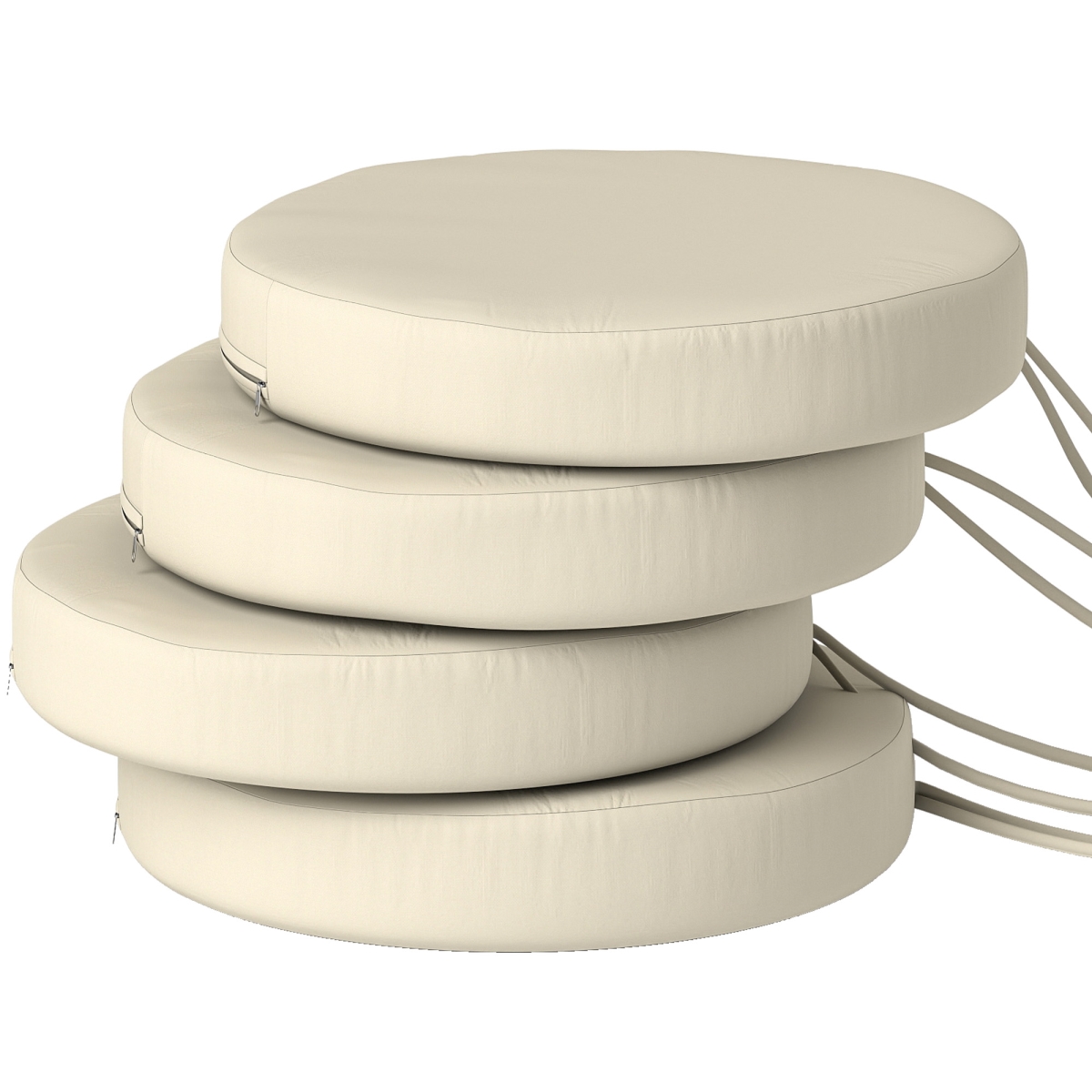 84G-609V00CW 15 x 2.8 in. Outsunny Patio Round Seat Cushions Chair, Cream White - Set of 4