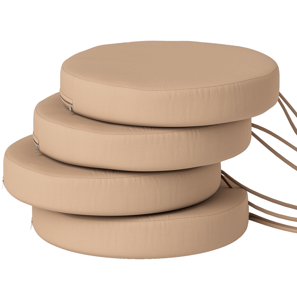 84G-609V00KK 15 x 2.8 in. Outsunny Patio Round Seat Cushions Chair, Khaki - Set of 4