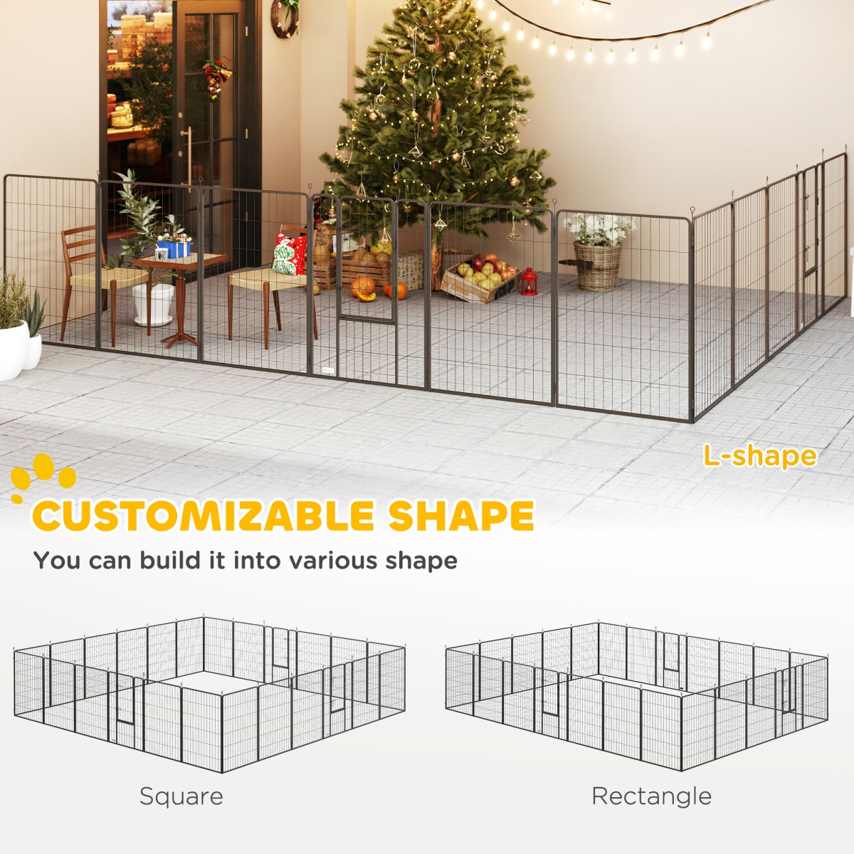 Picture of 212 Main D06-181V02BK 44.5 in. PawHut Dog Playpen for Indoor Outdoor&#44; Black