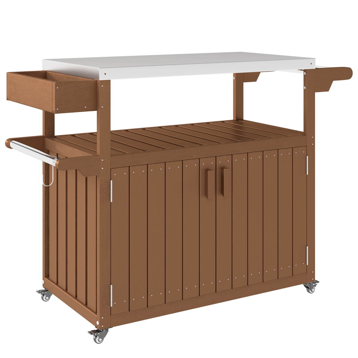 Picture of 212 Main 84G-747V00BN 35 in. Outsunny Stainless Steel Outdoor Bar Table&#44; Brown & Silver