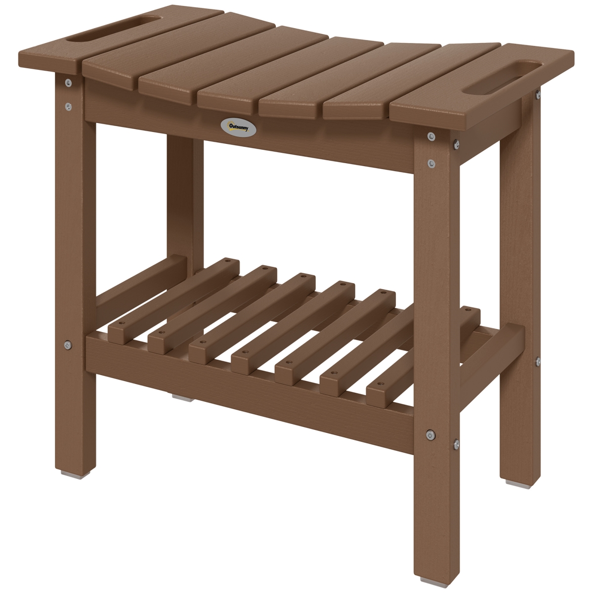 Picture of 212 Main 84G-744V00BN 17.7 in. Outsunny 2-Tier HDPE Weather Resistant Shower Bench&#44; Brown