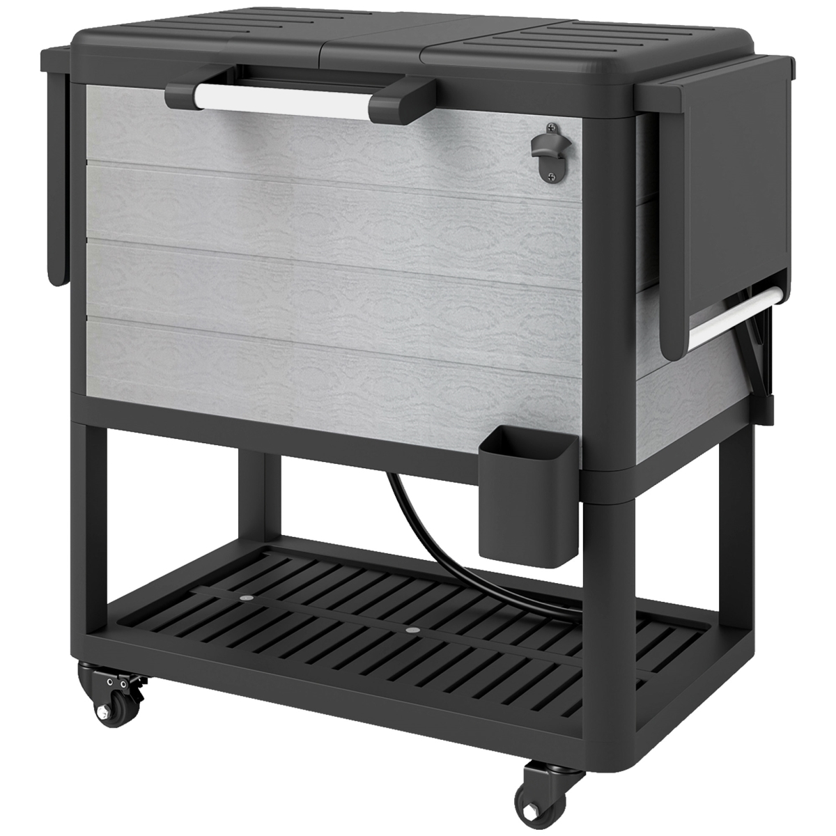 Picture of 212 Main 846-194V00GY 33.9 in. Outsunny 104 Quart Large Capacity Outdoor Cooler Cart&#44; Gray & Black