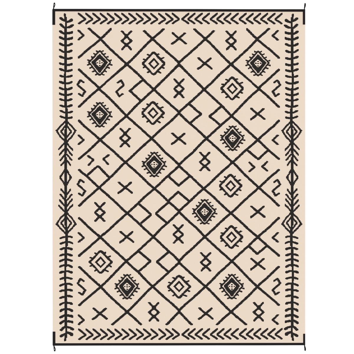 Picture of 212 Main 84J-067V00BG 9 x 12 ft. Outsunny Reversible Outdoor Rhombus Area Rug&#44; Black & Beige