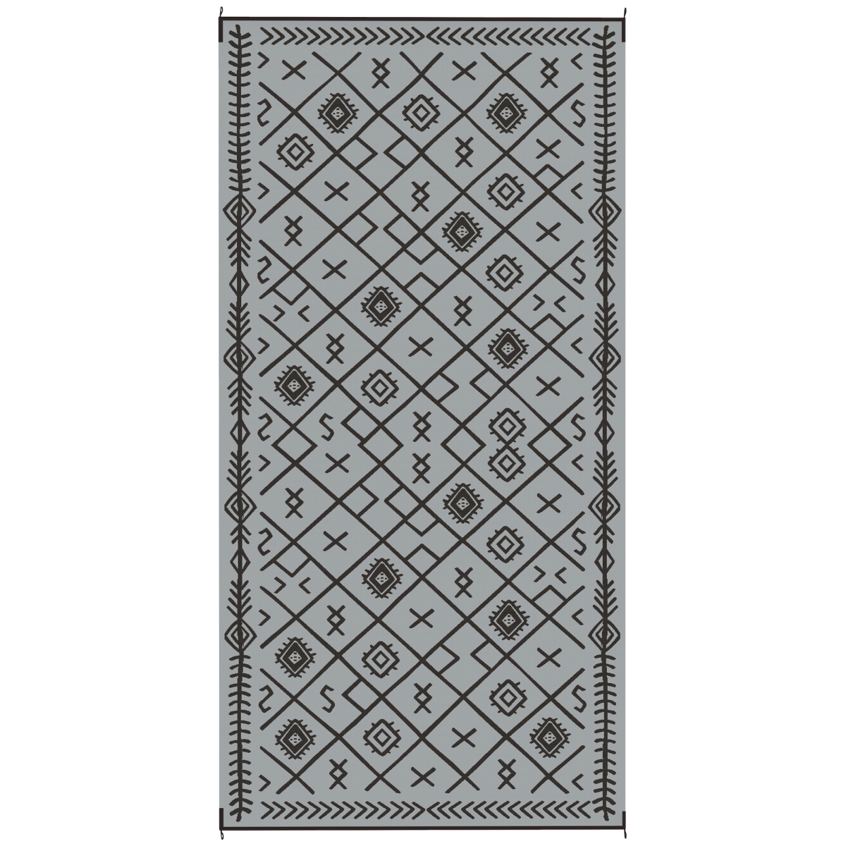 Picture of 212 Main 84J-067V01GY 9 x 18 ft. Outsunny Reversible Outdoor Rhombus Area Rug&#44; Black & Gray