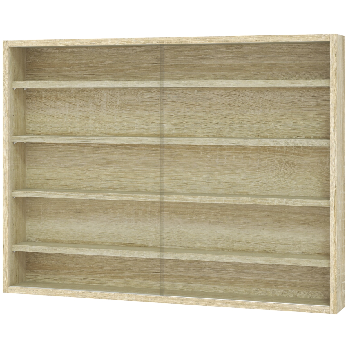 Picture of 212 Main 833-761V81AK 23.6 in. Homcom 5-Tier 2 Glass Doors Display Cabinet&#44; Oak
