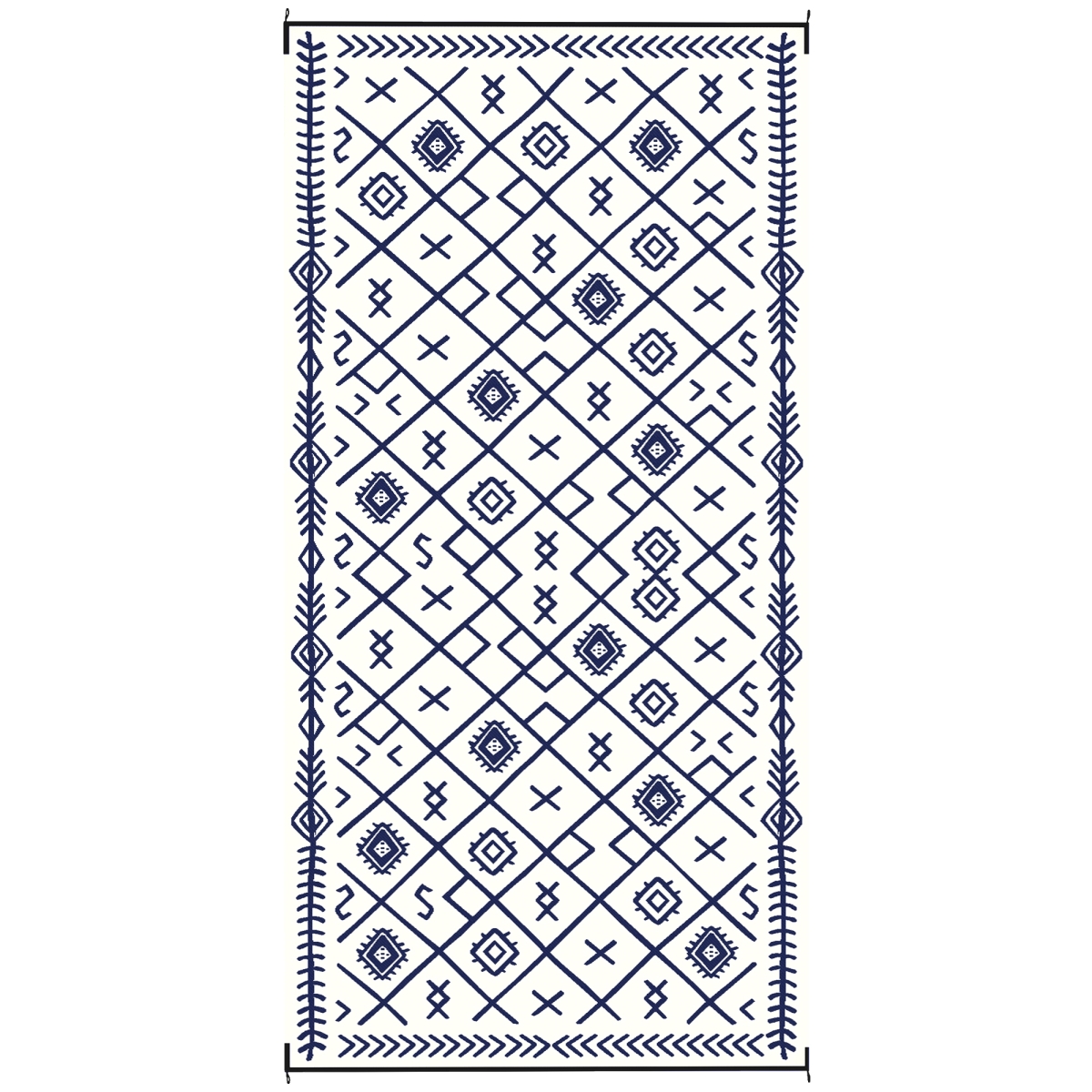 Picture of 212 Main 84J-067V01BU 9 x 18 ft. Outsunny Reversible Outdoor Rhombus Area Rug&#44; Blue & White
