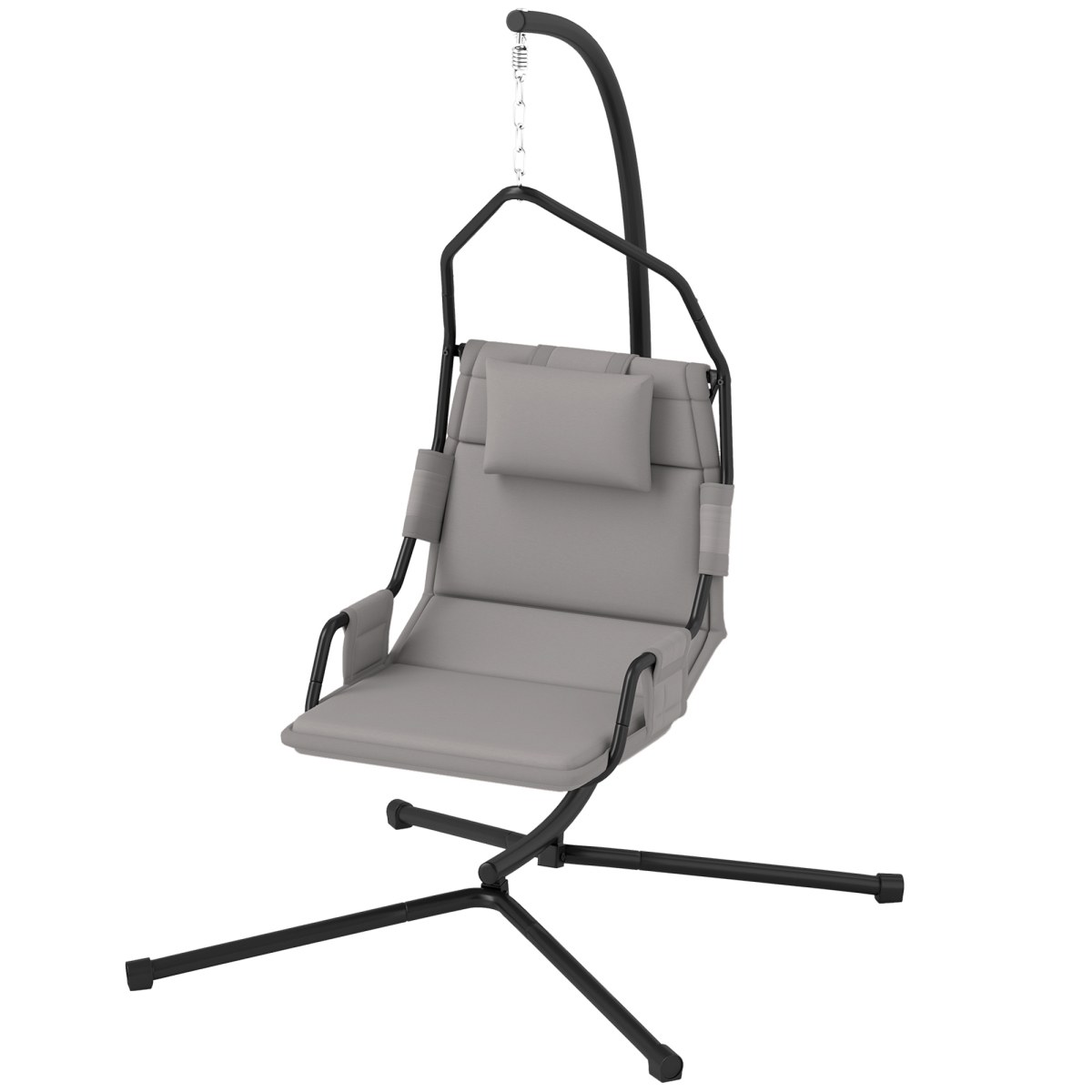 Freestanding Hammock Chair - Gray & Black - Adjustable Swinging - Weather Resistant