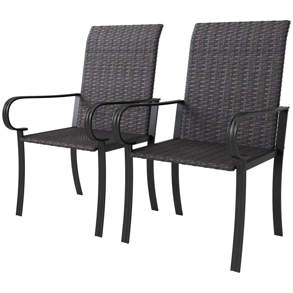 Picture of 212 Main 861-112V00BN 40.6 in. Outsunny Outdoor Wicker Armrest Dining Chairs&#44; Brown - Set of 2