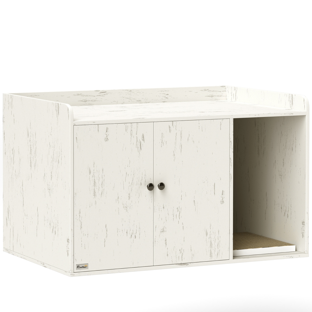 Picture of 212 Main D31-119V00WT 20.1 in. PawHut Cat Litter Box Enclosure & Scratching Mat&#44; Distressed White