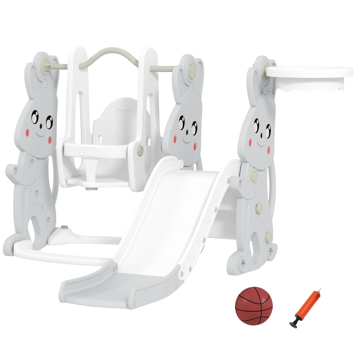 Picture of 212 Main 331-082V00GY 53.5 in. Qaba 4 in 1 Toddler Climber&#44; Slide & Swing Set for Ages 1.5 - 4&#44; Gray