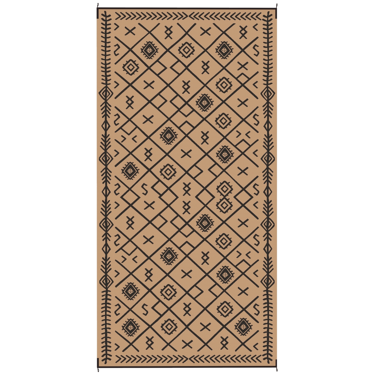 Picture of 212 Main 84J-067V01BN 9 x 18 ft. Outsunny Reversible Outdoor Rhombus Area Rug&#44; Black & Brown