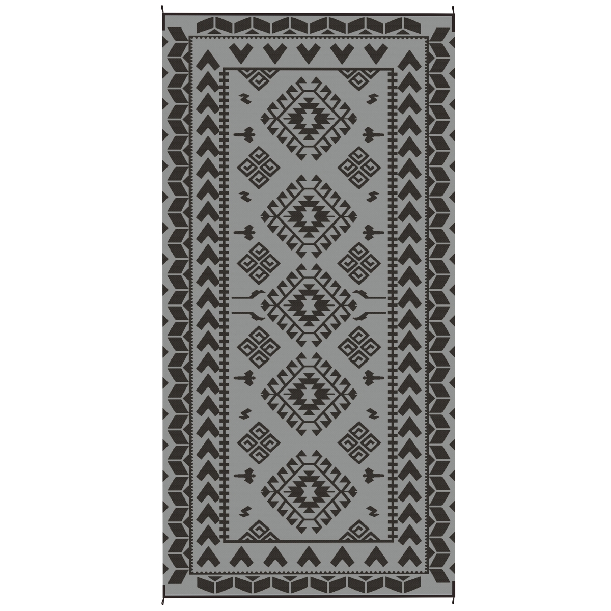 Picture of 212 Main 84J-062V02GY 9 x 18 ft. Outsunny Reversible Outdoor Rhombus Patchwork Area Rug&#44; Black & Gray