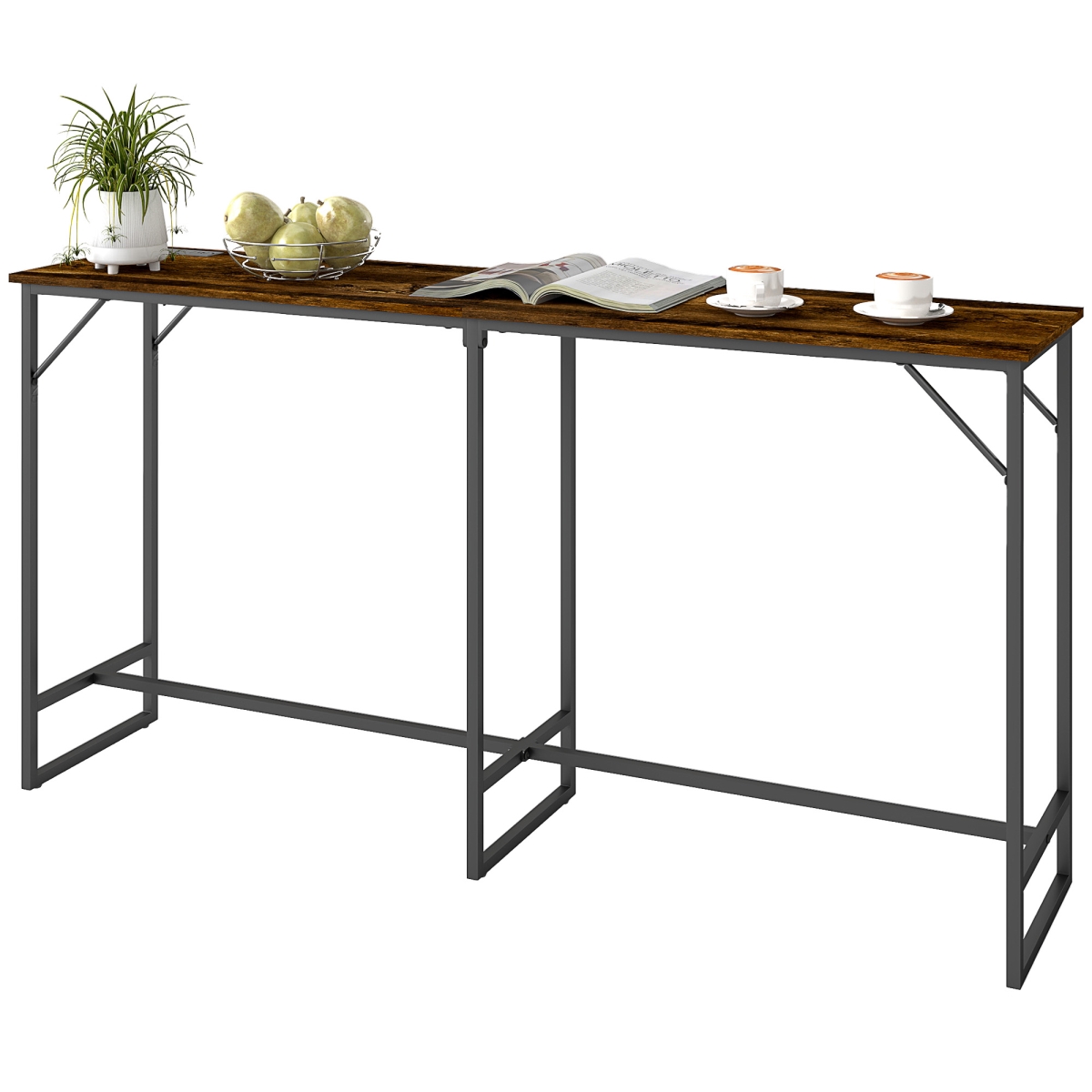 Picture of 212 Main 83A-240V80RB 35.4 in. Homcom Charging Station Steel Frame Bar Table&#44; Rustic Brown