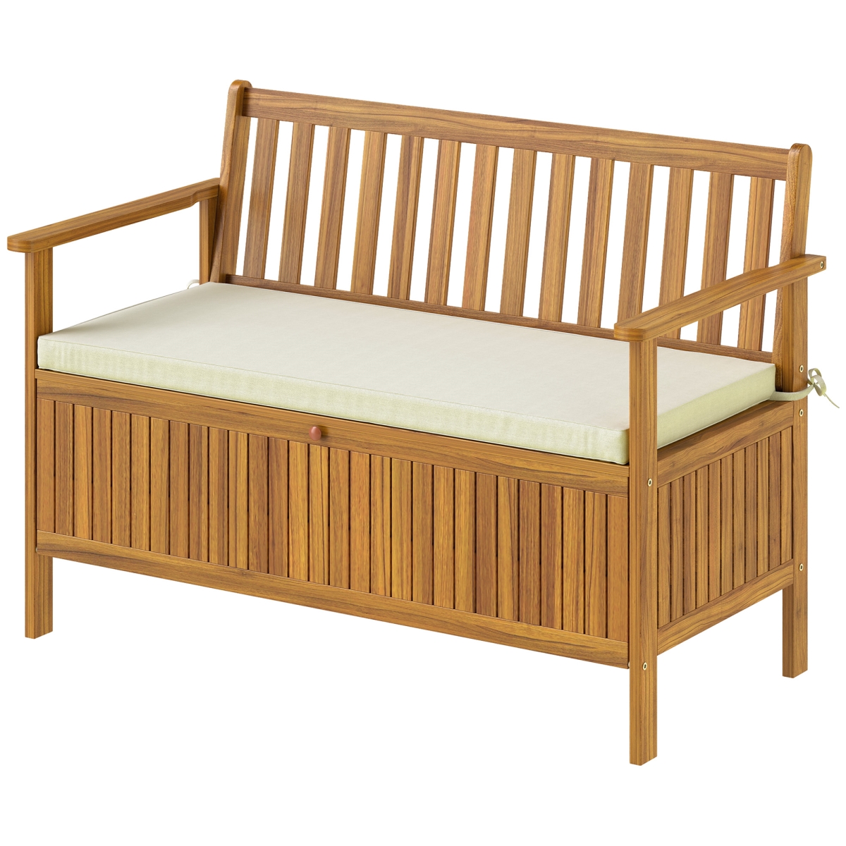 Picture of 212 Main 84G-512V00TK 32.7 in. Outsunny 2 Seater Outdoor Storage Compartment Bench&#44; Teak & Cream White