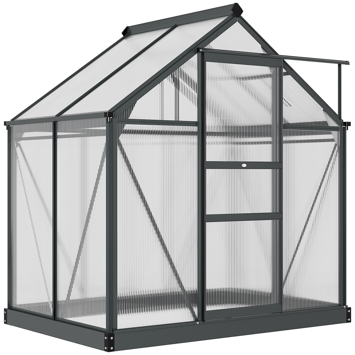 845-057GY 6.2 x 4.3 x 6.6 ft. Outsunny Polycarbonate Greenhouse, Gray Frame