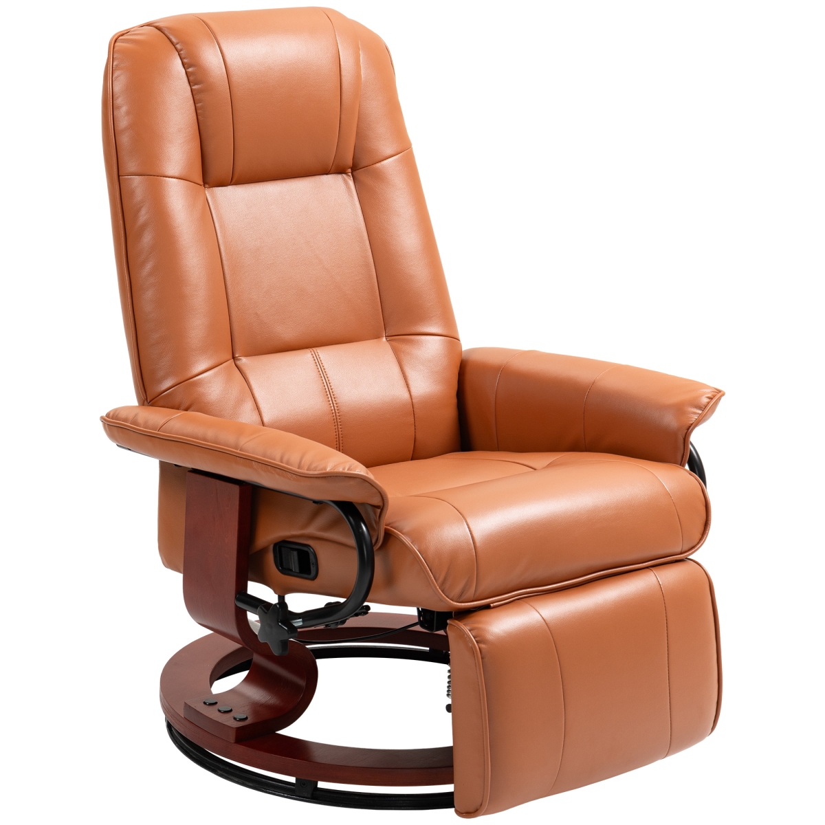 833-621V03LR 39.25 in. Leather Manual Recliner Adjustable Swivel Lounge Chair, Light Brown