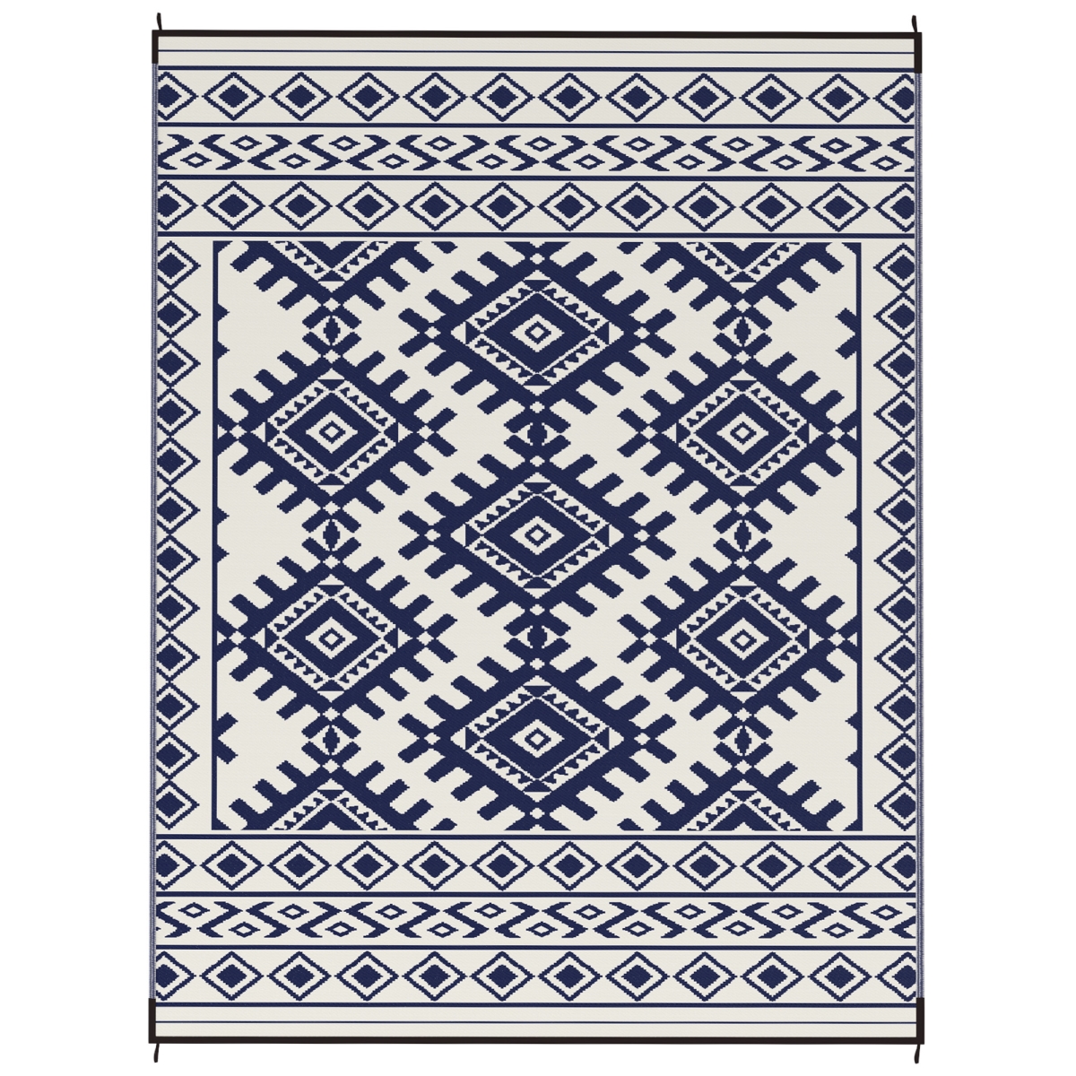 Picture of 212 Main 84J-065V01BU 9 x 12 ft. Outsunny Reversible Outdoor Rug - Waterproof Plastic Straw with Carry Bag&#44; Blue & White Rhombus Border