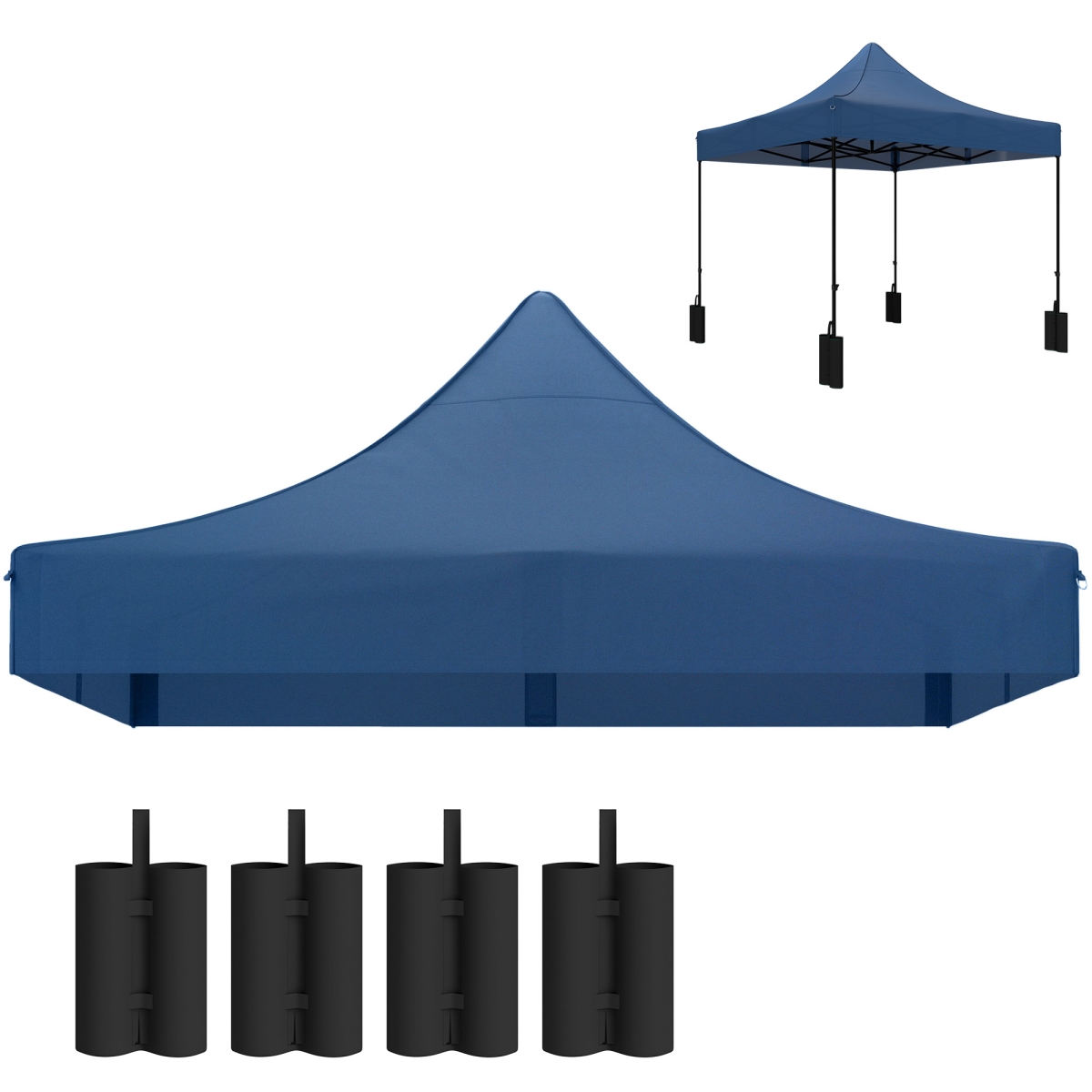 Picture of 212 Main 84C-613V00DB 10 x 10 ft. Outsunny Replacement Canopy Top for Pop Up Canopy Tent with 4 Sand Bags - UPF50 Plus Protection&#44; Navy Blue