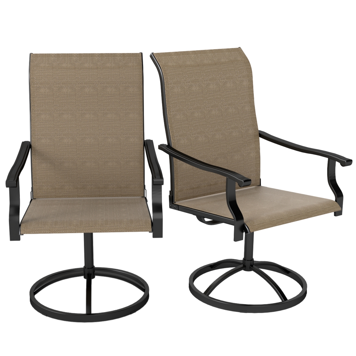 Picture of 212 Main 84G-834V00DR Outsunny Patio Swivel Chairs - High Back Patio Dining Chairs with All-Weather Mesh for Backyard&#44; Lawn & Garden&#44; Brown - Set of 2
