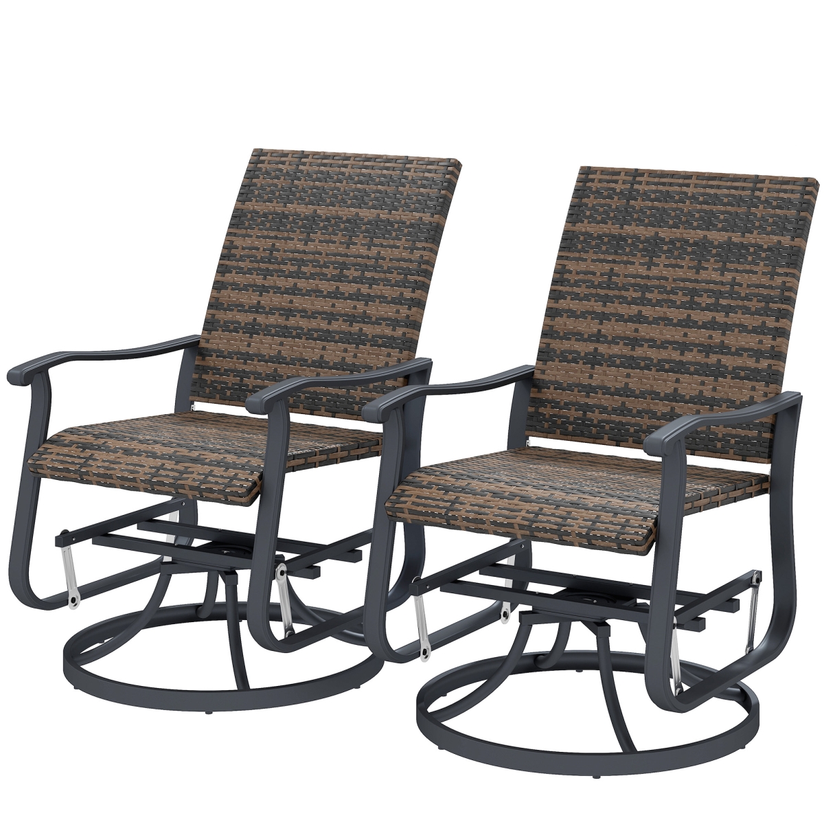 Picture of 212 Main 867-286V01MB Outsunny Wicker Rattan Swivel Patio Outdoor Glider Chair with Steel Frame&#44; High Back&#44; Brown - Set of 2