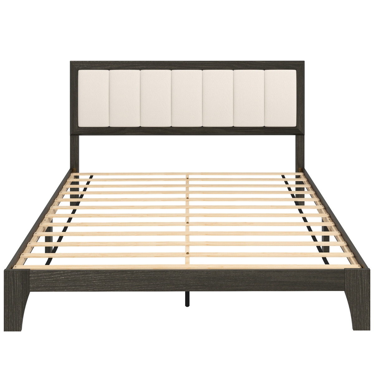 Picture of 212 Main 831-976V81WN HOMCOM Bed Frame with Headboard Platform with Wooden Slats No Box Spring Needed Easy Assembly&#44; Walnut - Queen Size