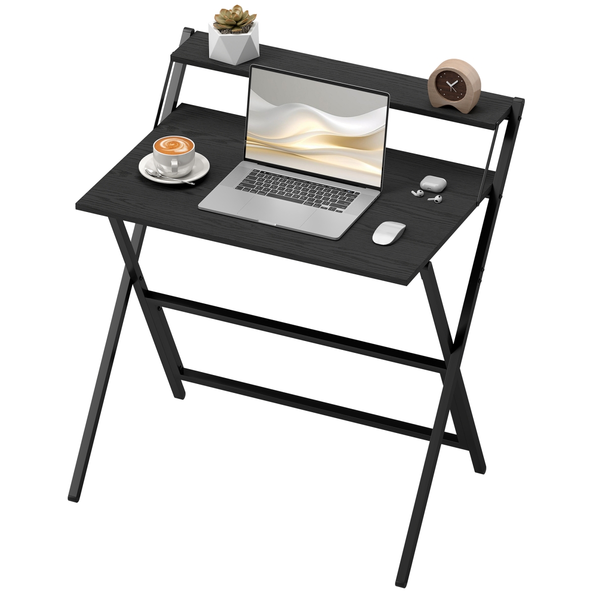 Picture of 212 Main 836-607V81BK 32 in. Homcom Folding Computer Desk - Foldable Desk with Monitor Shelf for Small Space - Home Office - Study & Easy Assembly&#44; Black