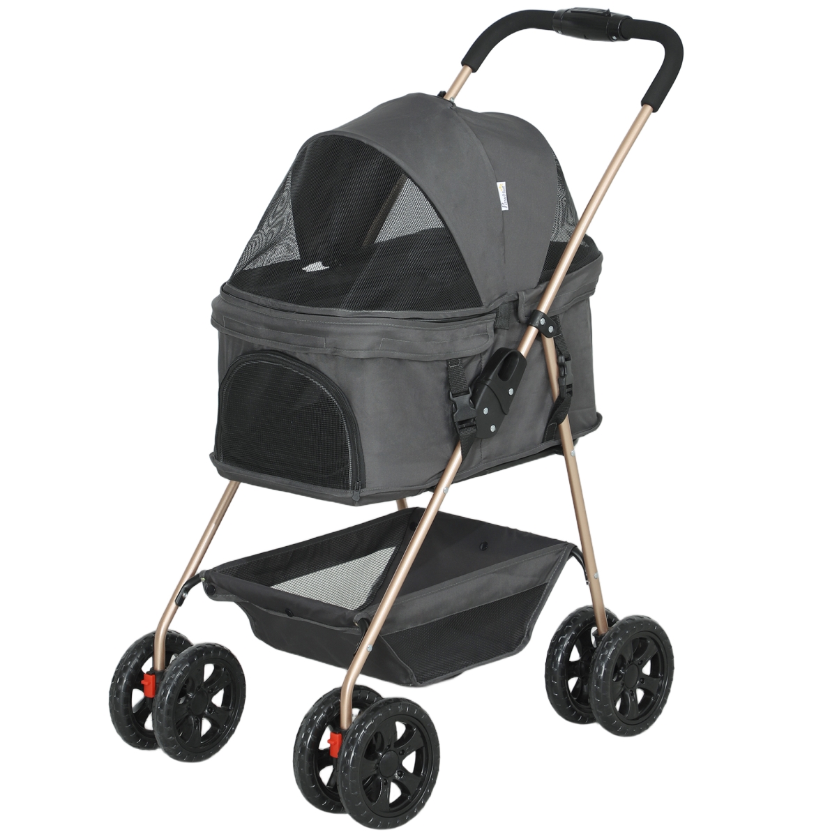 Picture of 212 Main D00-208V00GY PawHut 3 in 1 Pet Stroller with Detachable Carrier - Foldable Dog Stroller with Storage Basket - Cupholder for Mini Dogs&#44; Gray