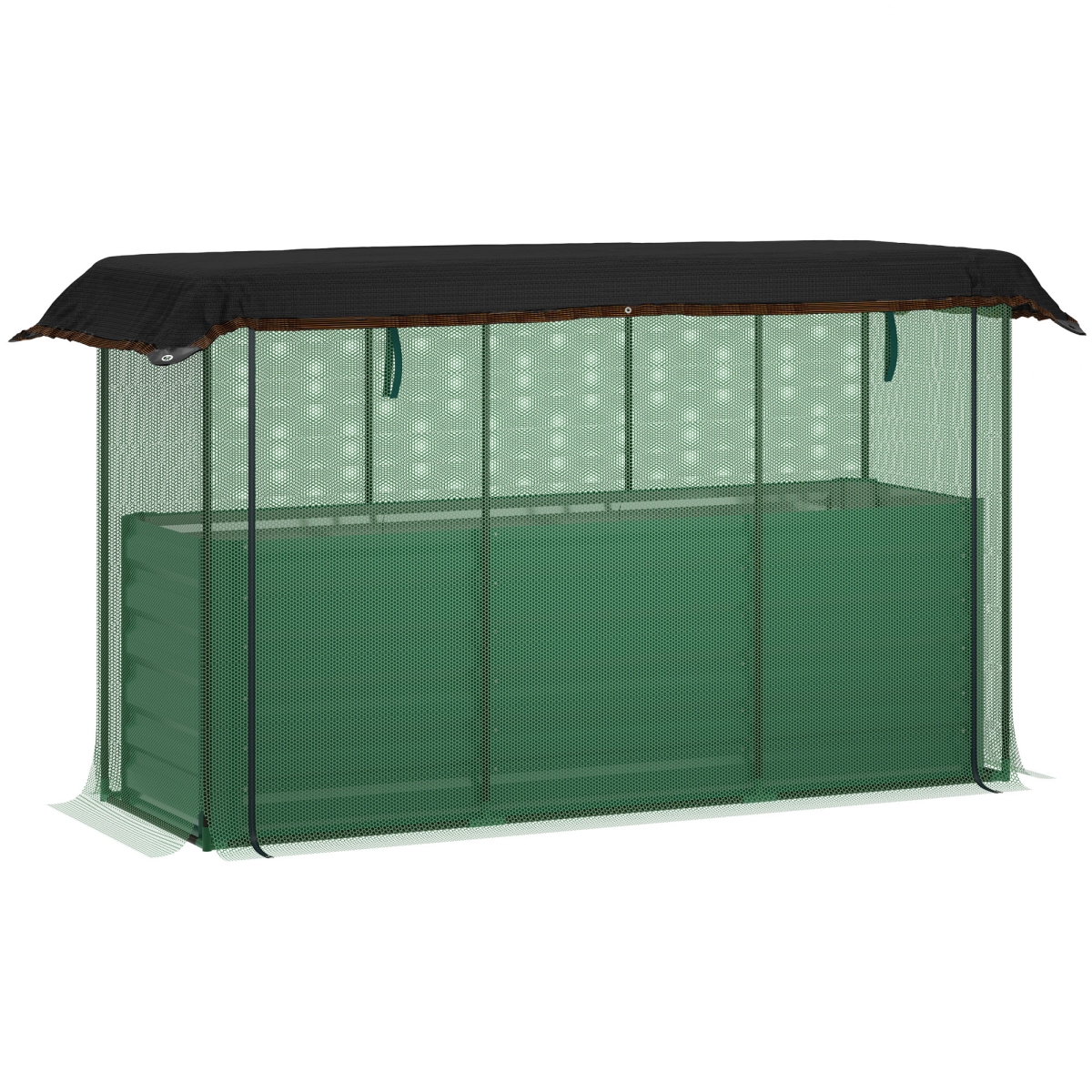 Galvanized Steel Planter Box with Crop Cage - Green - Raised Garden Bed - Durable Design