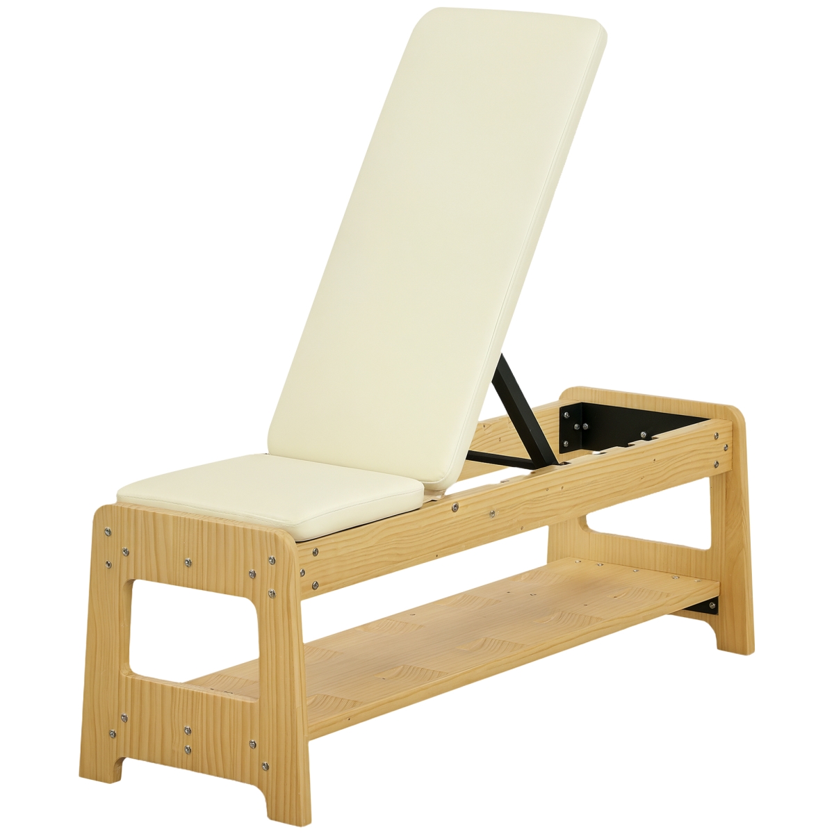 Picture of 212 Main A91-357V00WT Soozier Wooden Adjustable Weight Bench with Dumbbell Rack - Flat or Incline Workout Bench for Home Gym Weight Lifting&#44; White