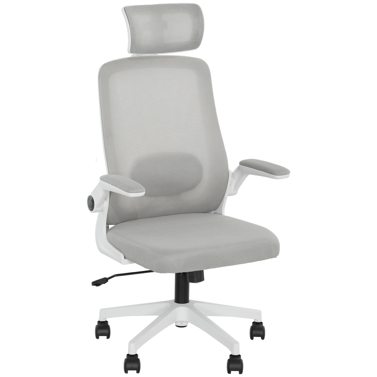 Picture of 212 Main 921-818V00GY HOMCOM Mesh Chair with Movable Arms - Ergonomic Chair for Office with Adjustable Lumbar Support - Rotatable Headrest&#44; Gray