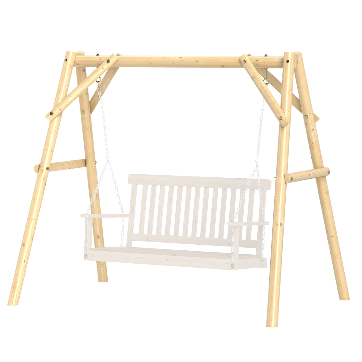 Outsunny Porch Swing Frame - A-Frame Hanging Chair Stand Only for DIY Painting - Swing Chair Stand for Backyard - Patio, Natural Wood - 660 lbs