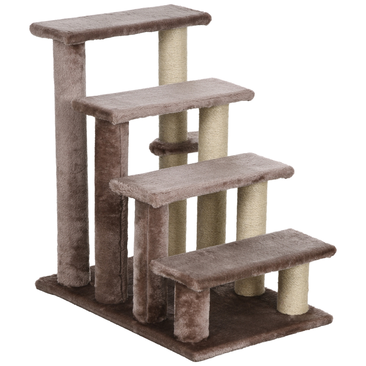 Picture of 212 Main D06-093V00BN PawHut 4 Levels Cat Steps with Scratching Posts for High Bed - Sofa&#44; Brown