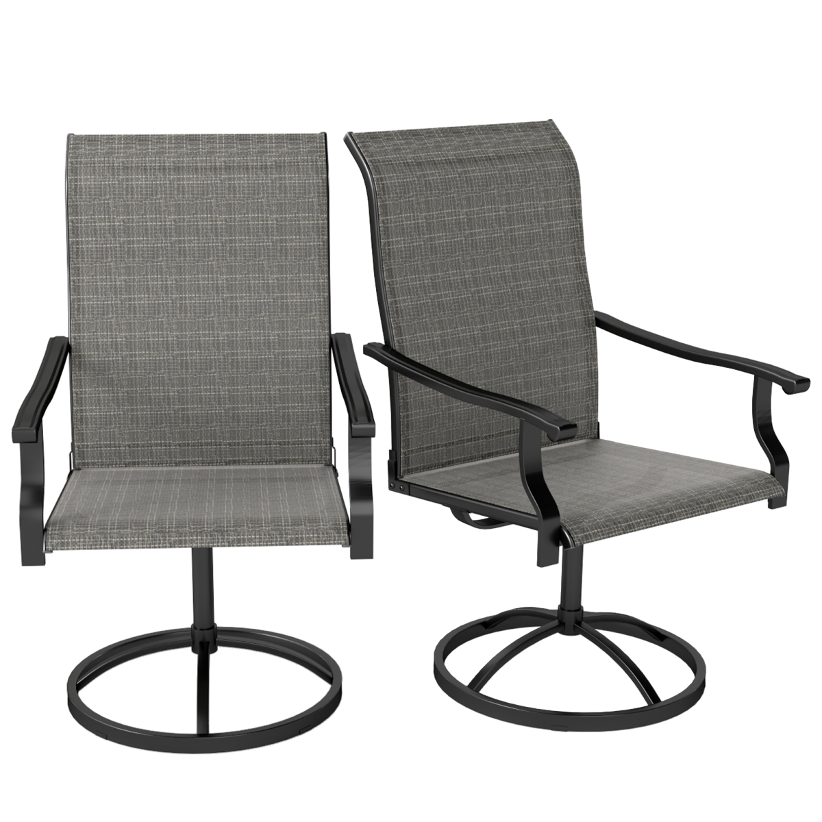 Picture of 212 Main 84G-834V00GY Outsunny Patio Swivel Chairs - High Back Patio Dining Chairs with All-Weather Mesh for Backyard&#44; Lawn & Garden&#44; Gray - Set of 2