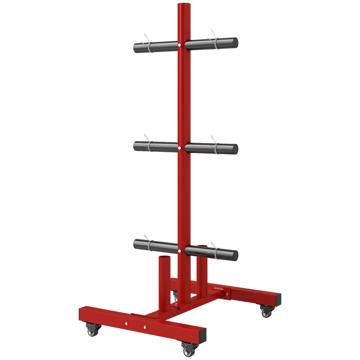 Picture of 212 Main A91-299V00RD 2 in. Soozier Weight Plate Rack - Plate Rack Holder for Olympic Weight Plates & Bars with 4 Transport Wheels & 6 Fasten Clamps&#44; Red - 440 lbs