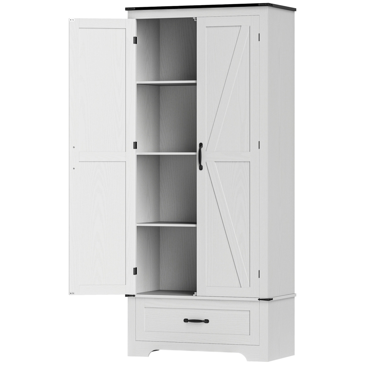 Picture of 212 Main 838-504V80WT 72 in. HOMCOM Farmhouse Pantry Cabinet with Adjustable Shelves - Kitchen with 2 Doors&#44; Distressed White