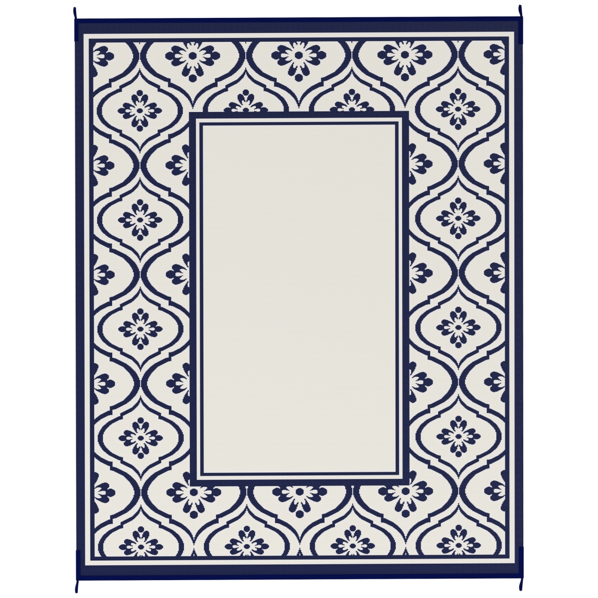 Picture of 212 Main 84J-064V00BU 8 x 10 ft. Outsunny Reversible Outdoor Rug - Waterproof Plastic Straw with Carry Bag&#44; Blue & White Gourd Border