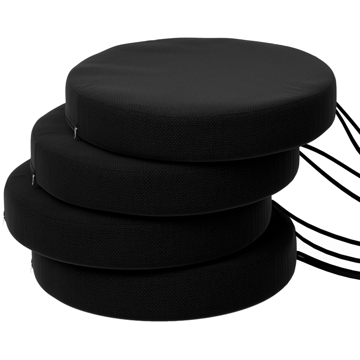 Picture of 212 Main 84G-609V00BK 15 x 15 x 3 in. Outsunny Patio Chair Round Seat Cushions for Dining Bistro Chairs Machine Washable&#44; Black - Set of 4