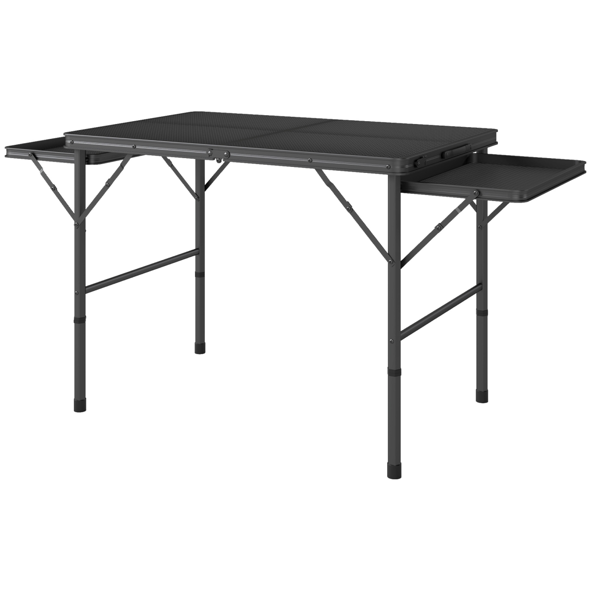 Picture of 212 Main A20-504V00BK 4.5 ft. Outsunny Folding Camping Table - Portable Table with 2 Wing Panels - Height Adjustable Metal Picnic Table&#44; Black