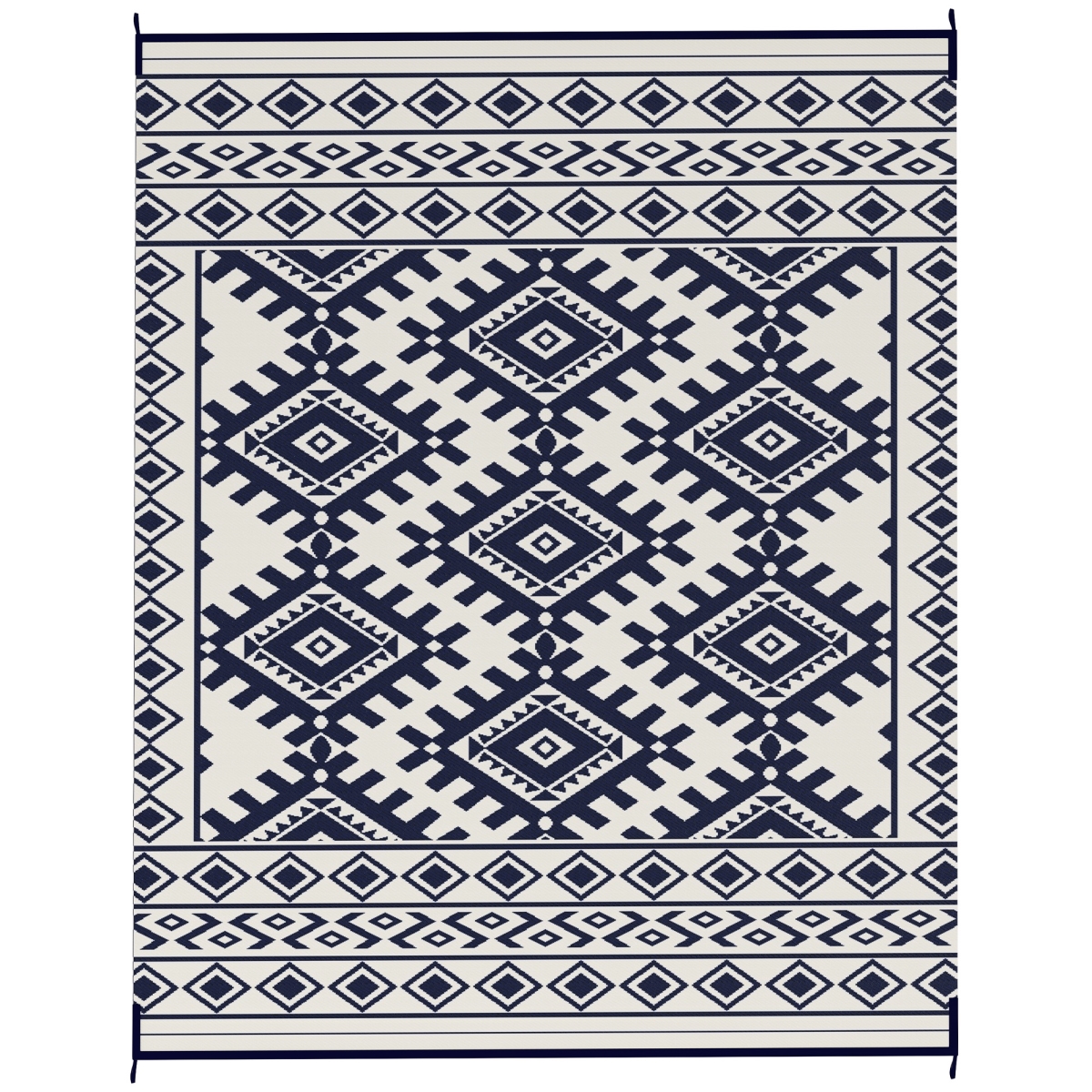 Picture of 212 Main 84J-065V00BU 8 x 10 ft. Outsunny Reversible Outdoor Rug - Waterproof Plastic Straw with Carry Bag&#44; Blue & White Rhombus Border