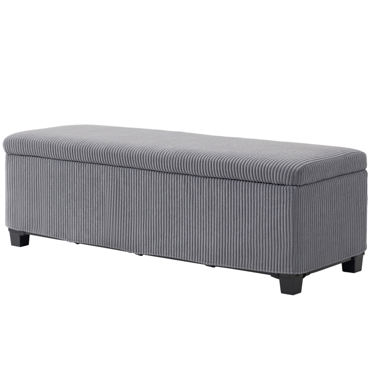 Picture of 212 Main 838-531V00GY 47 in. HOMCOM Storage Ottoman Bench - Foot Rest with Legs - End of Bed Bench - Corduroy Storage Chest for Living Room&#44; Gray